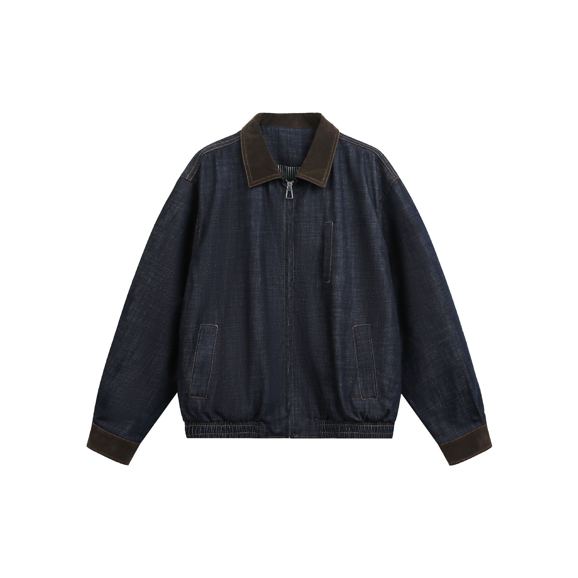 Loose Barn Style Patchwork Turn-down Collar Denim-like Jacket Coat