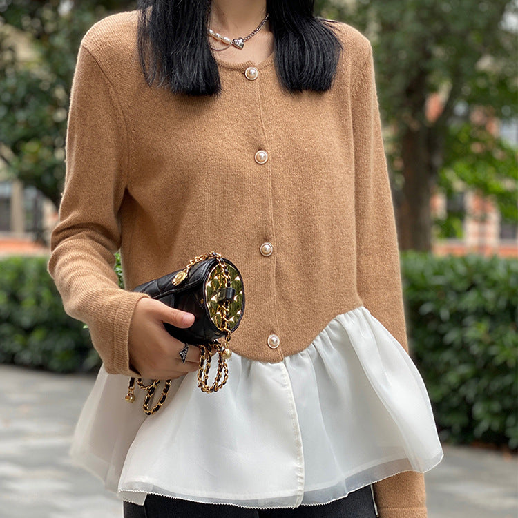 Round neck cardigan sweater