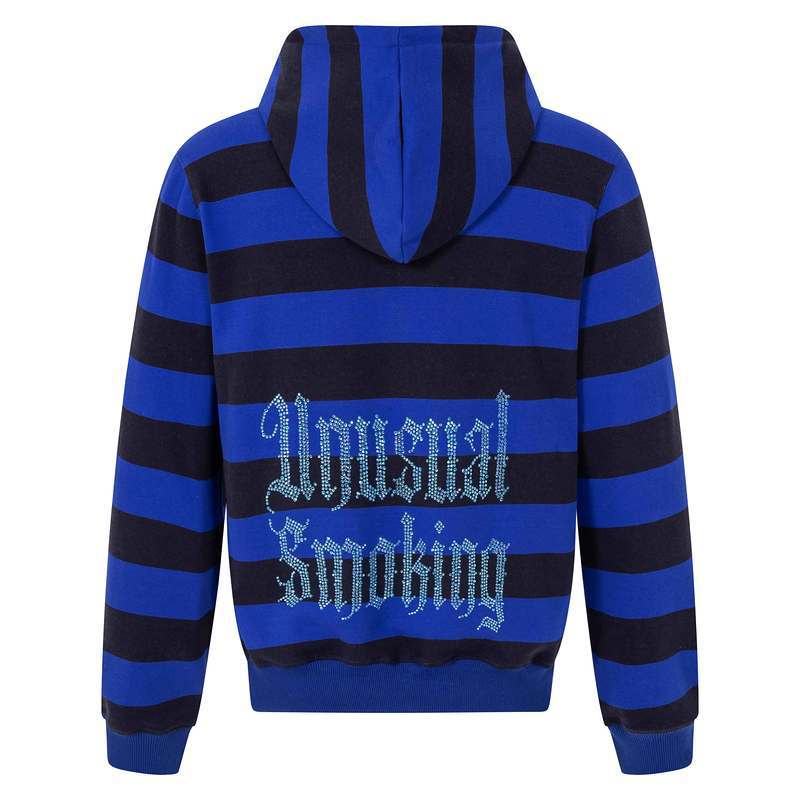 Black and gray striped hooded sweatshirt casual jacket