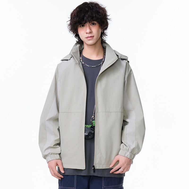 Men's Casual Outdoor Sports Workwear Loose Fit Couple Style Windbreaker Jacket