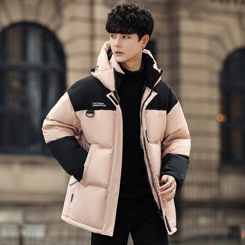 Clothing  Down Jacket Men Winter White Duck Down Short Thick Warm Windproof Fashion Hooded Outerwear