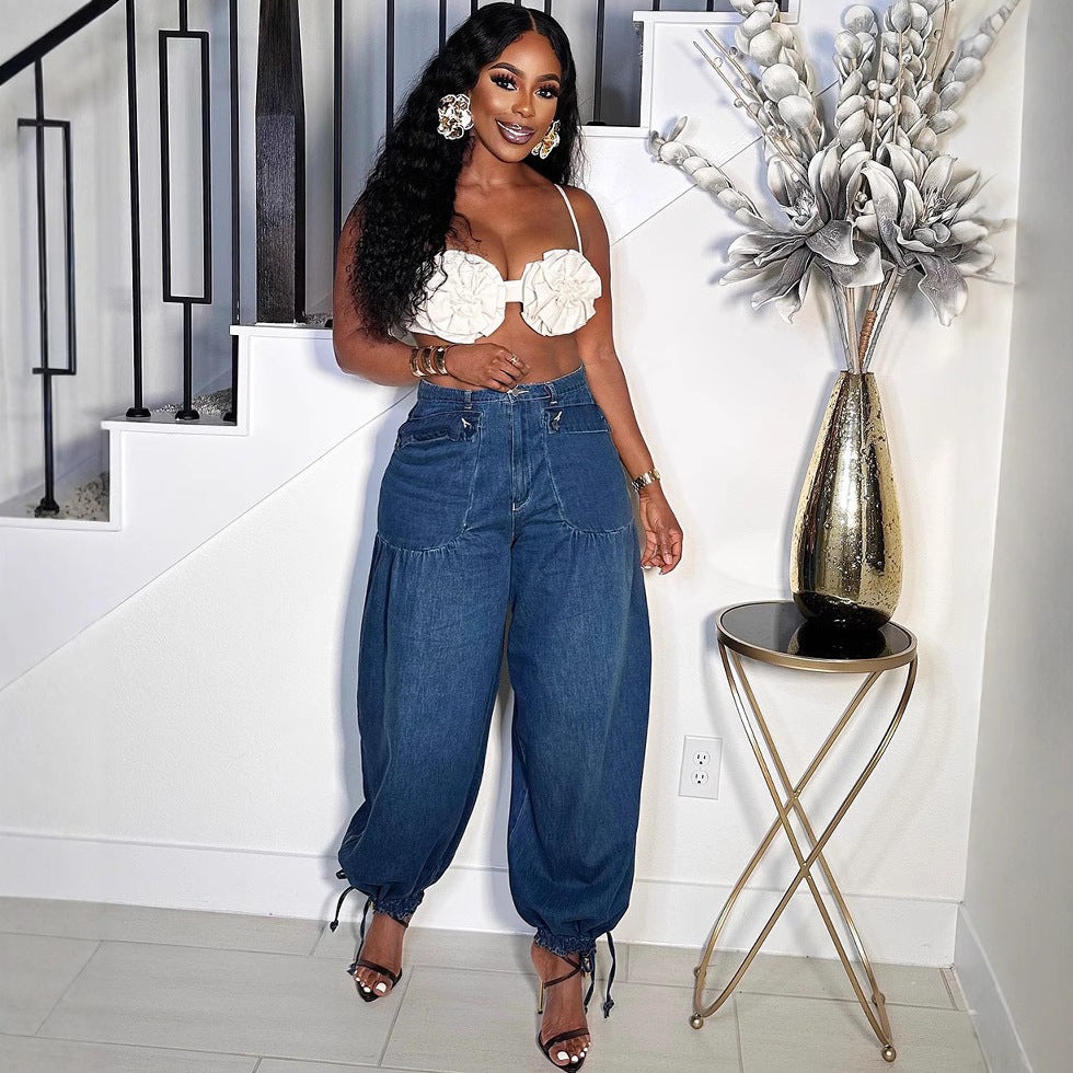 Women's Casual Wide-Leg Jeans with Side ZipperStreet Fashion Style, Versatile and Trendy Pants