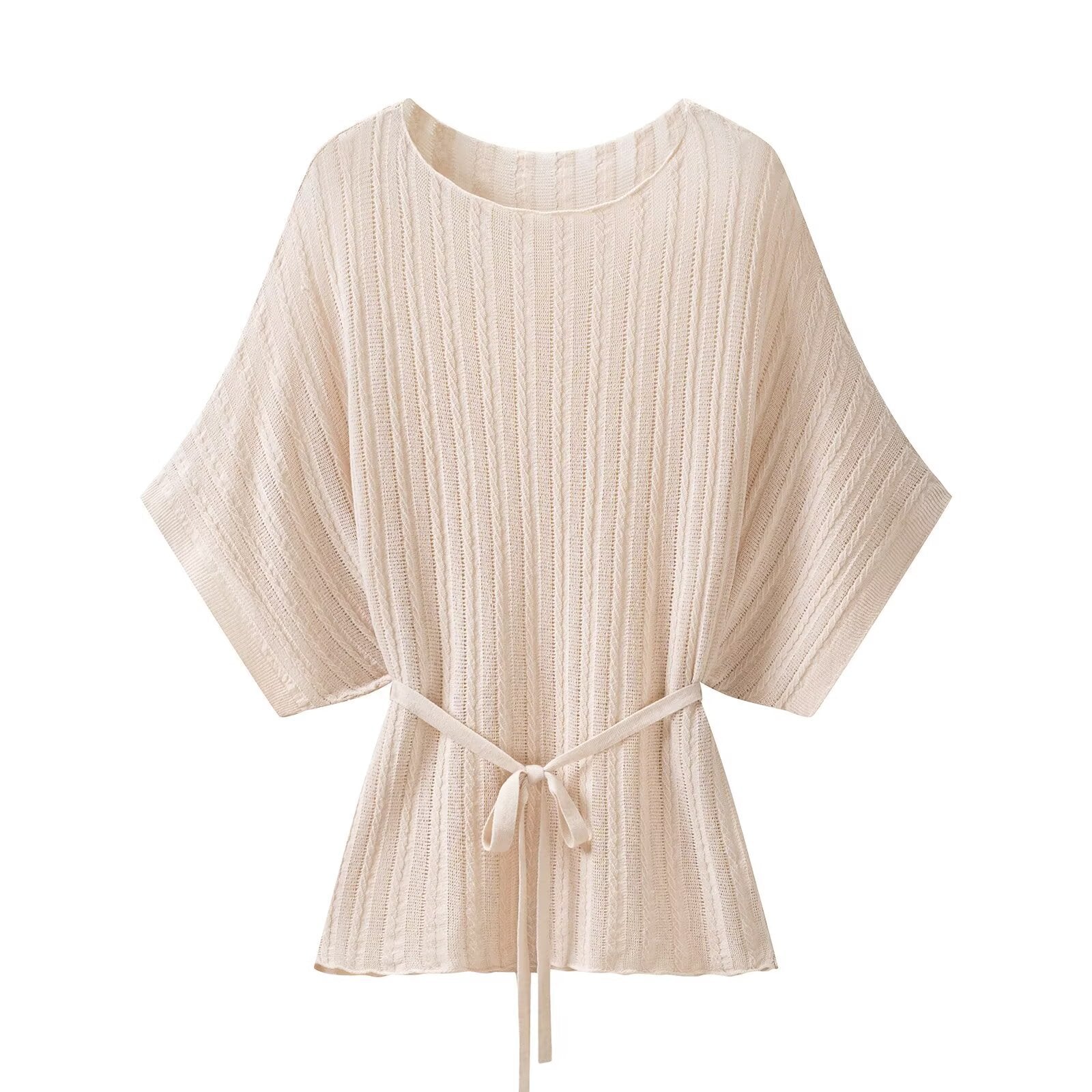 Elegant Tencel Linen Bat Bat Shirt Commuter Style Top