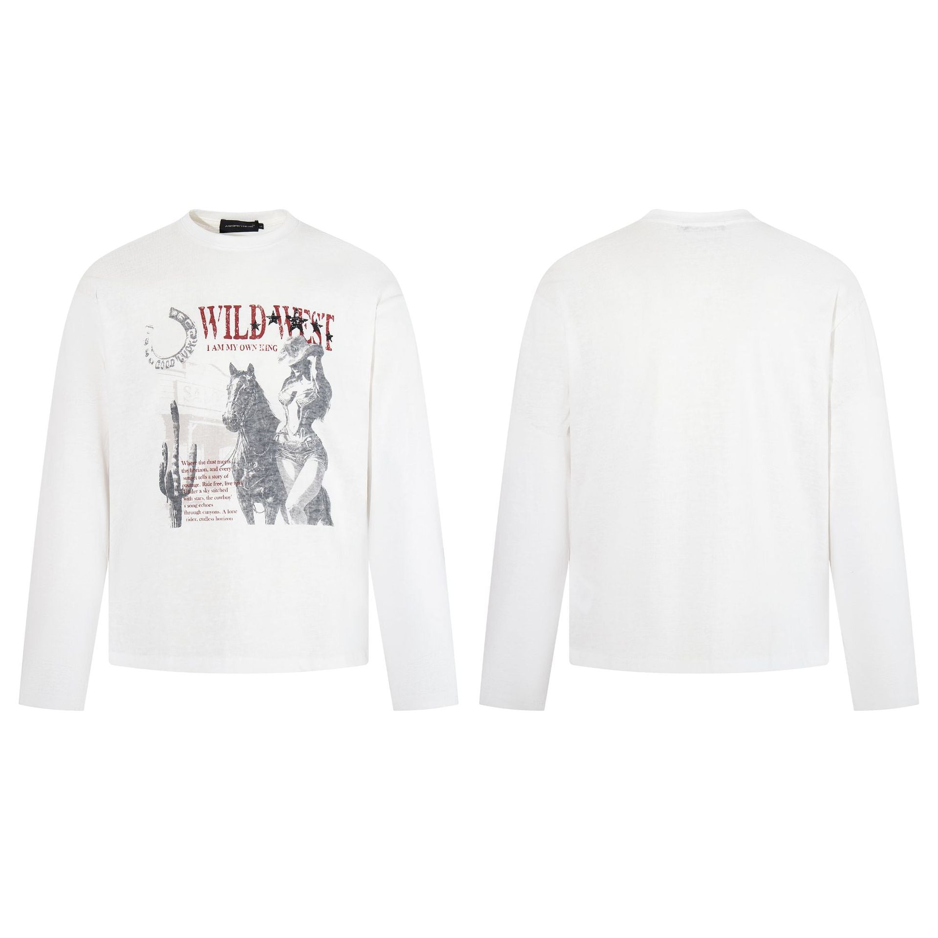 Western Cowboy Girl Printed Long Sleeve T-shirt