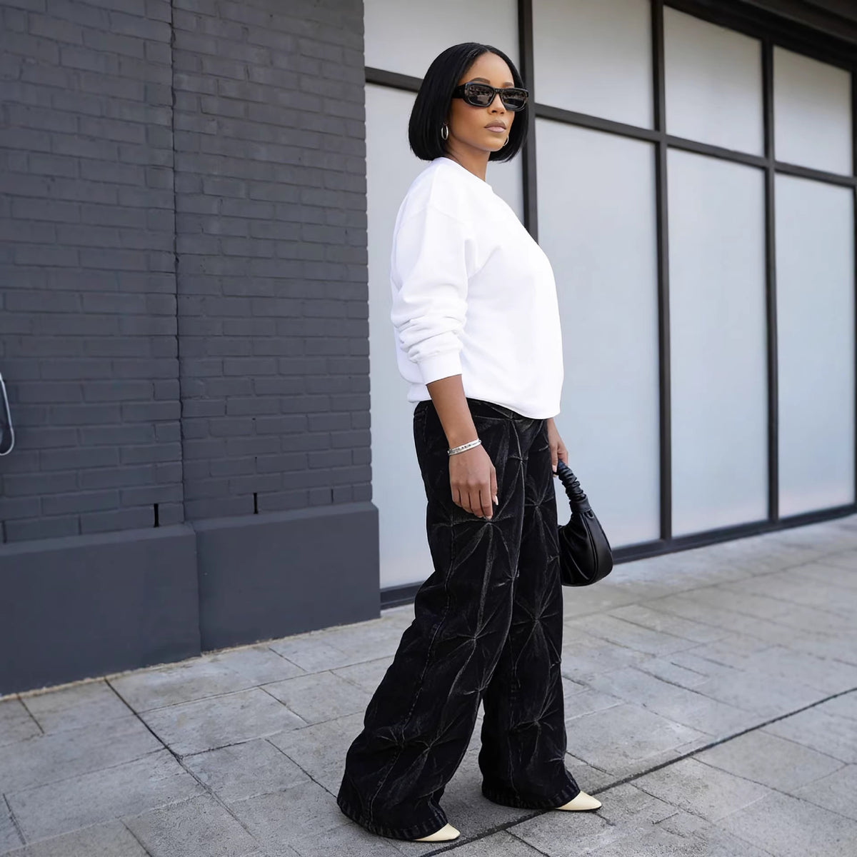 Street Style Dyed Deconstructed Pleated Washed Denim Pants