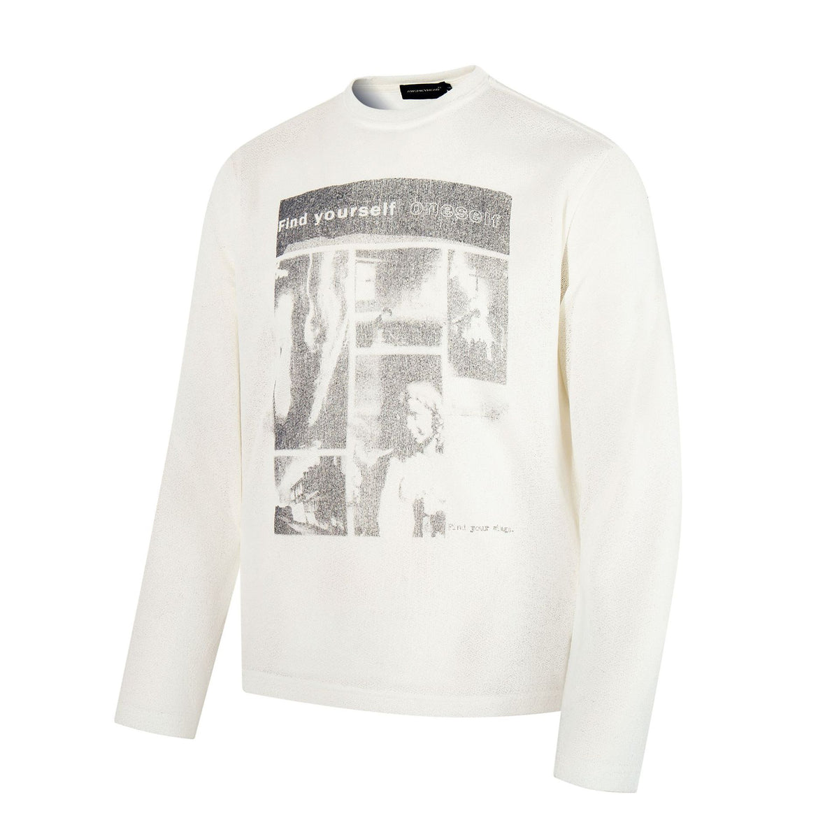 Portrait printed loose round neck pullover casual top