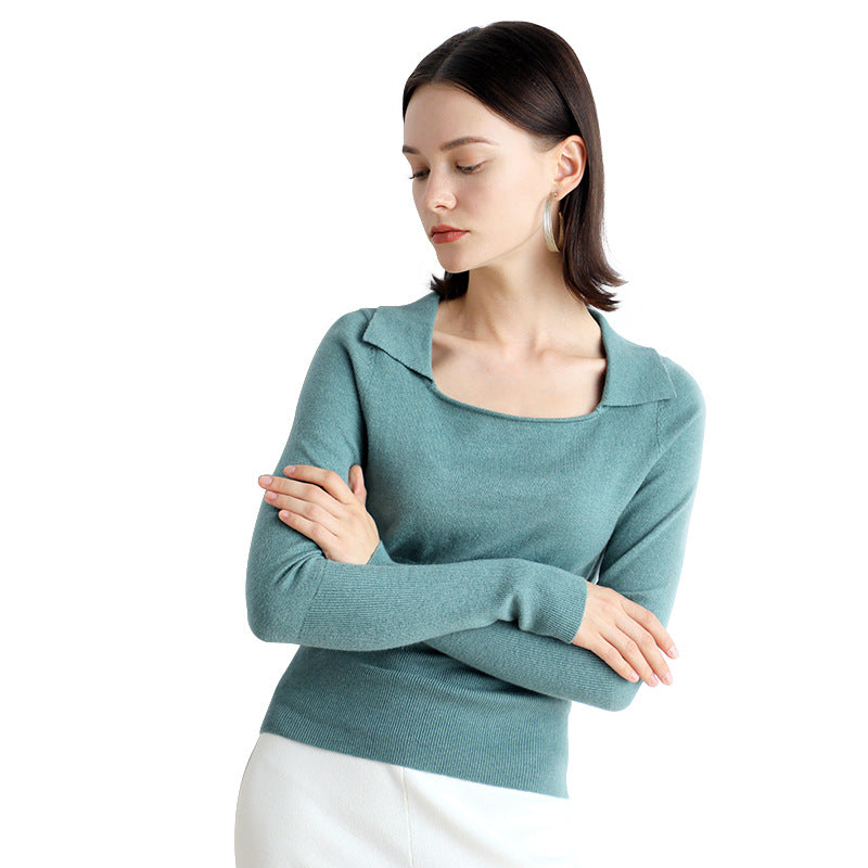 Square collar waist cinching slimming pullover top
