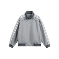 Sporty Stand-Up Collar Striped Color-Blocking Jacket for Men