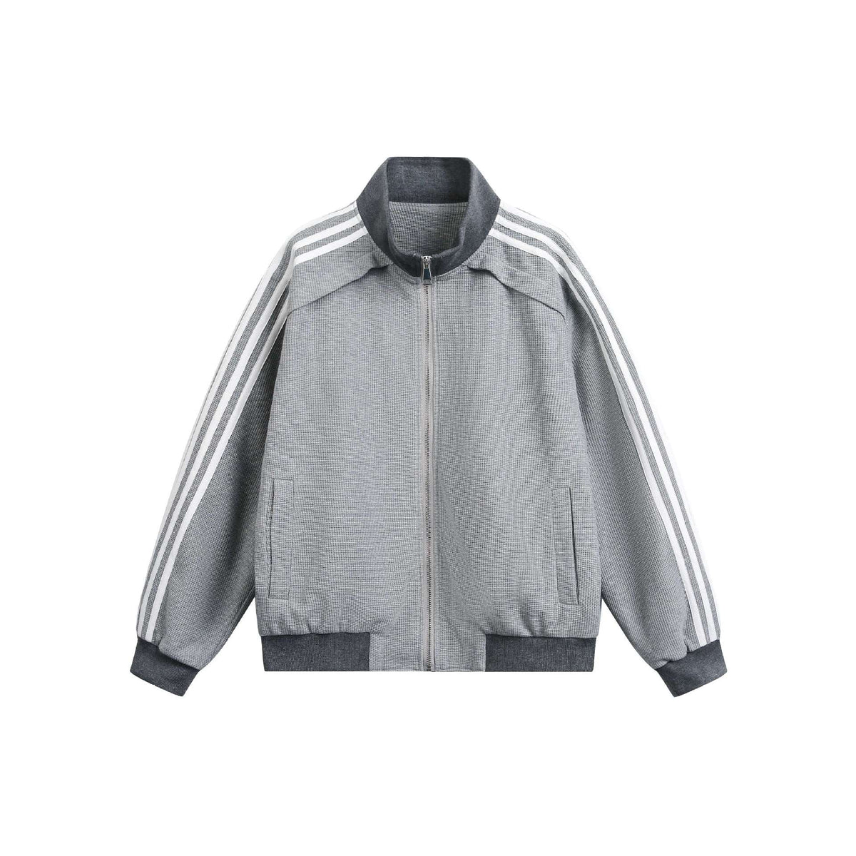 Sporty Stand-Up Collar Striped Color-Blocking Jacket for Men