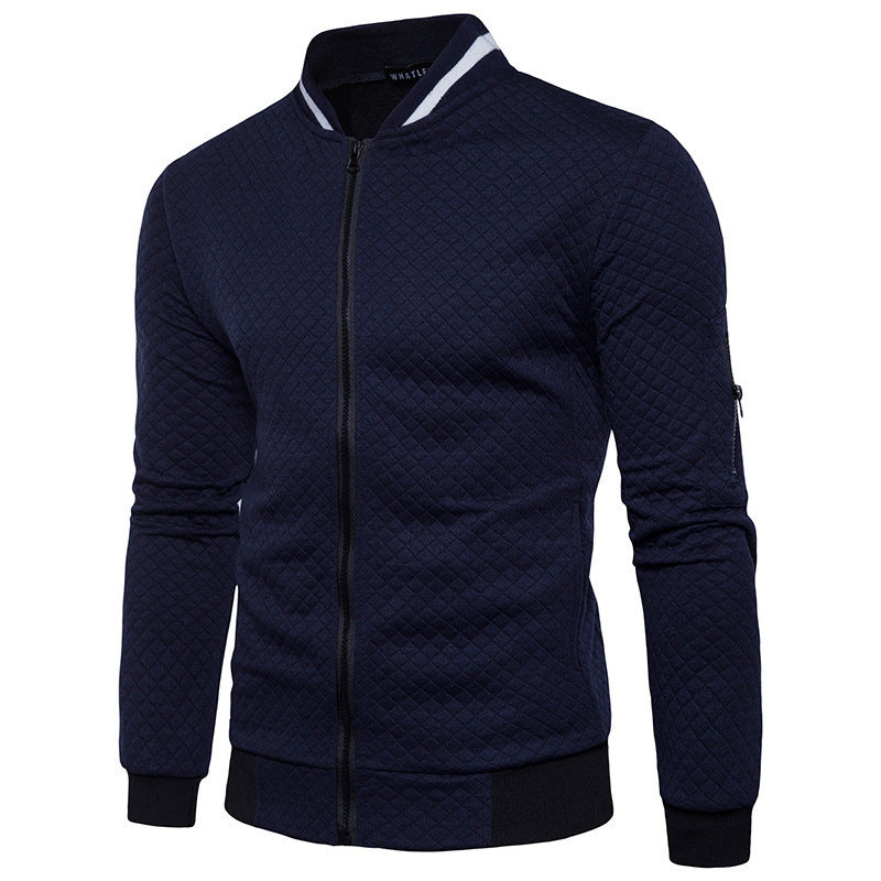 Men's Style Casual Sports Zipper Crew Neck Baseball Jacket