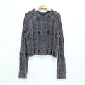 Round neck long sleeved short sweater with holes