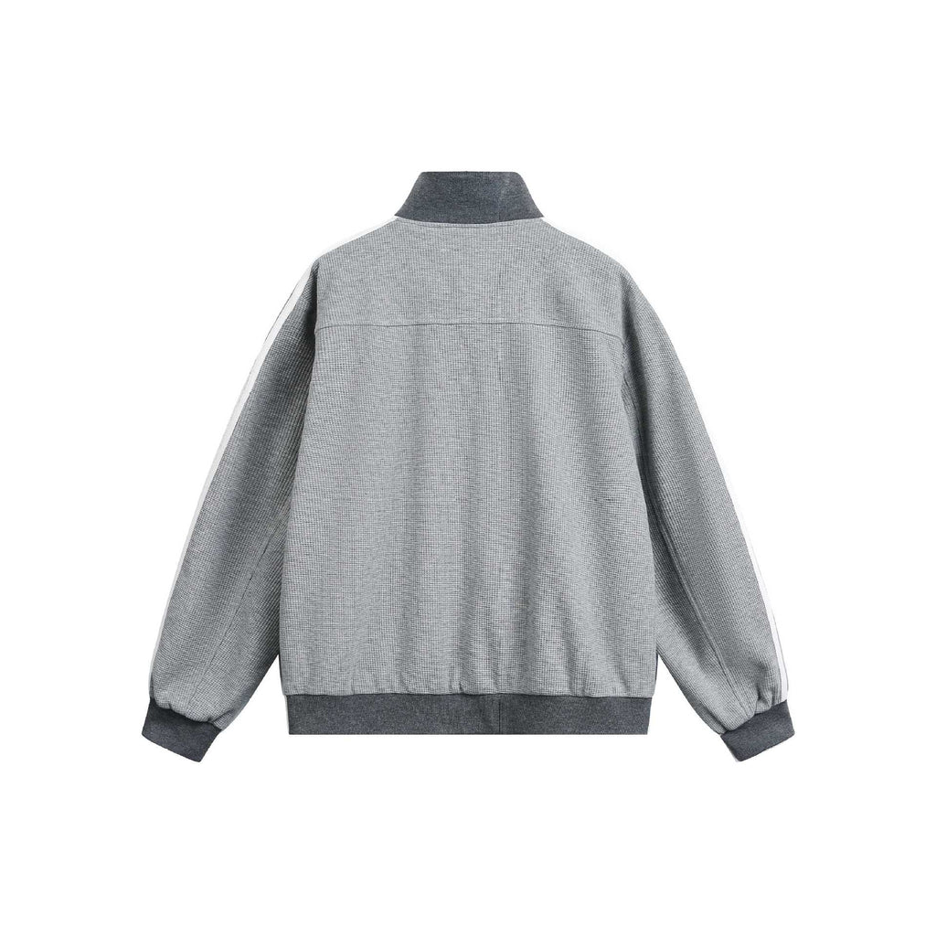 Sporty Stand-Up Collar Striped Color-Blocking Jacket for Men