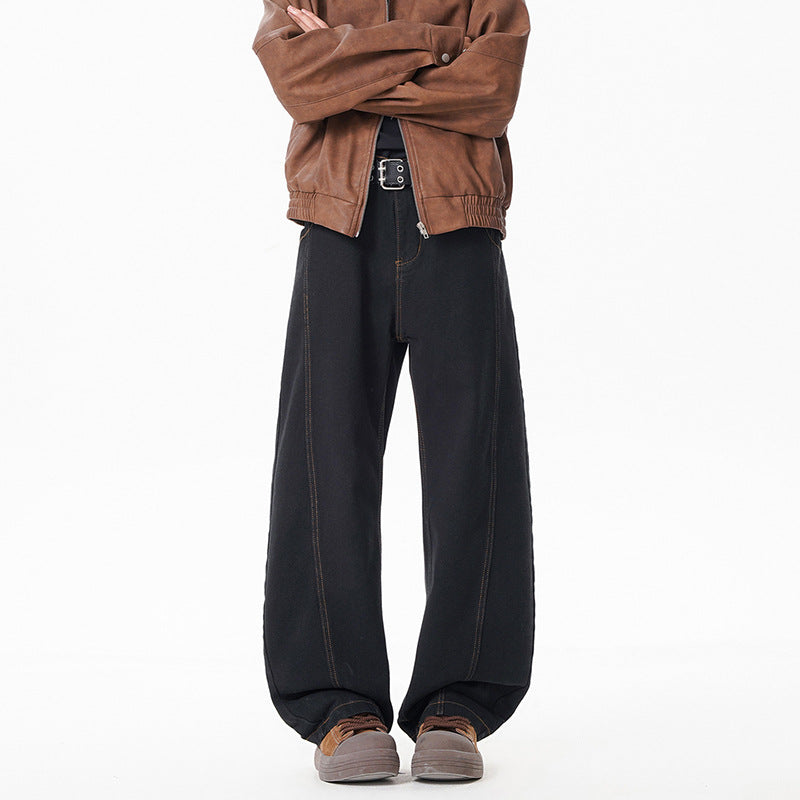 Retro Blue Patchwork Gradient Knife-Edge Jeans