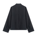 Long sleeved stand up collar satin rope buttoned shirt