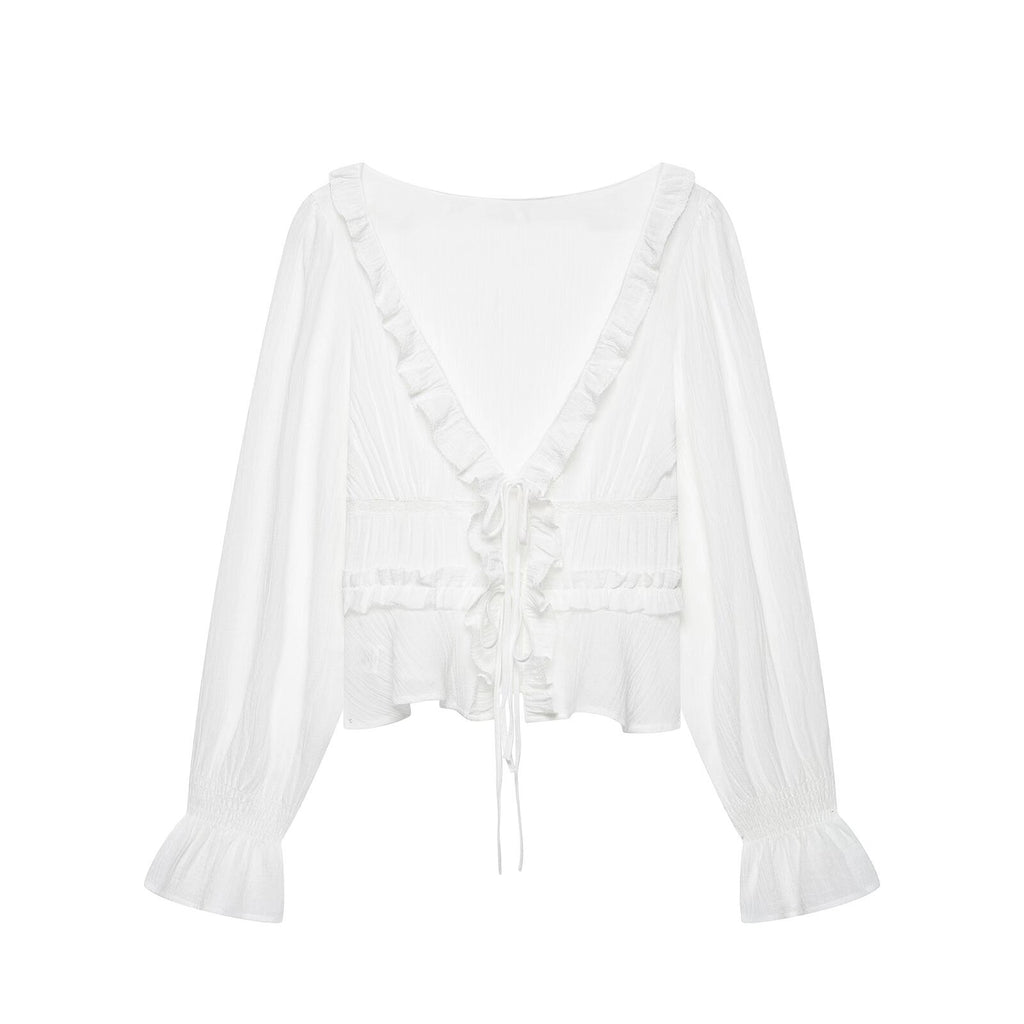 Summer casual V-neck lace women's shirt