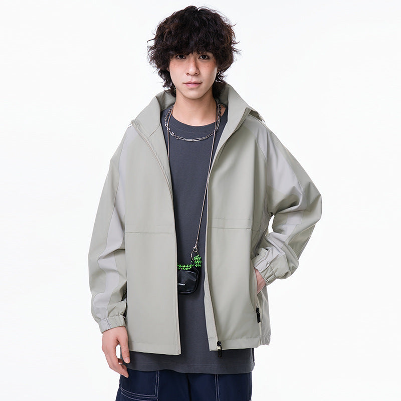 Men's Casual Outdoor Sports Workwear Loose Fit Couple Style Windbreaker Jacket