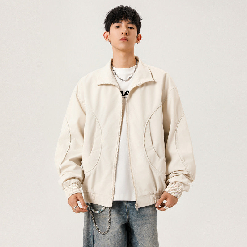 Men's Casual Loose Fit Stand Collar Flight Jacket
