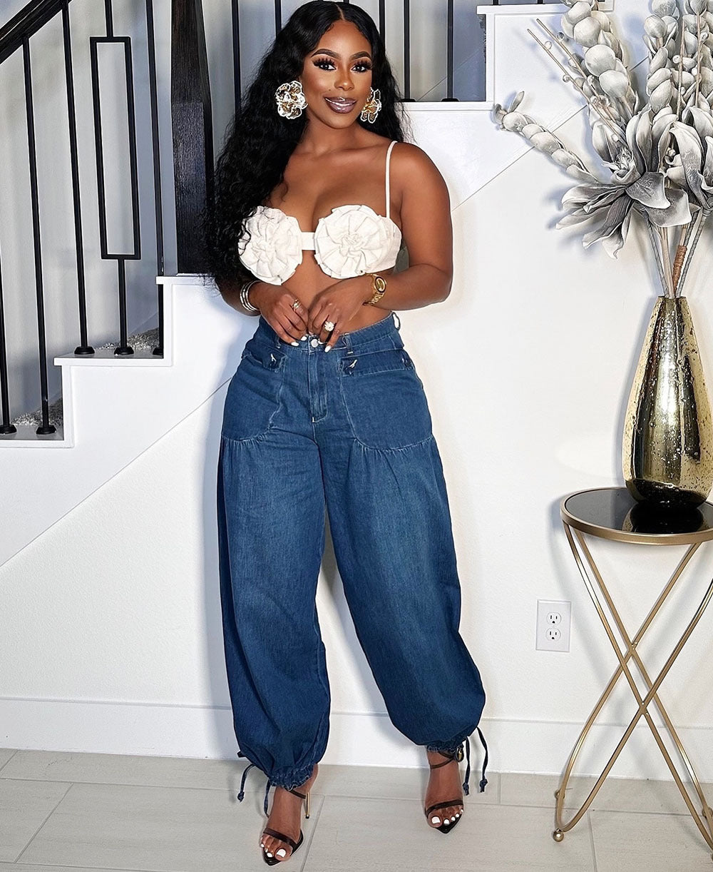 Women's Casual Wide-Leg Jeans with Side ZipperStreet Fashion Style, Versatile and Trendy Pants