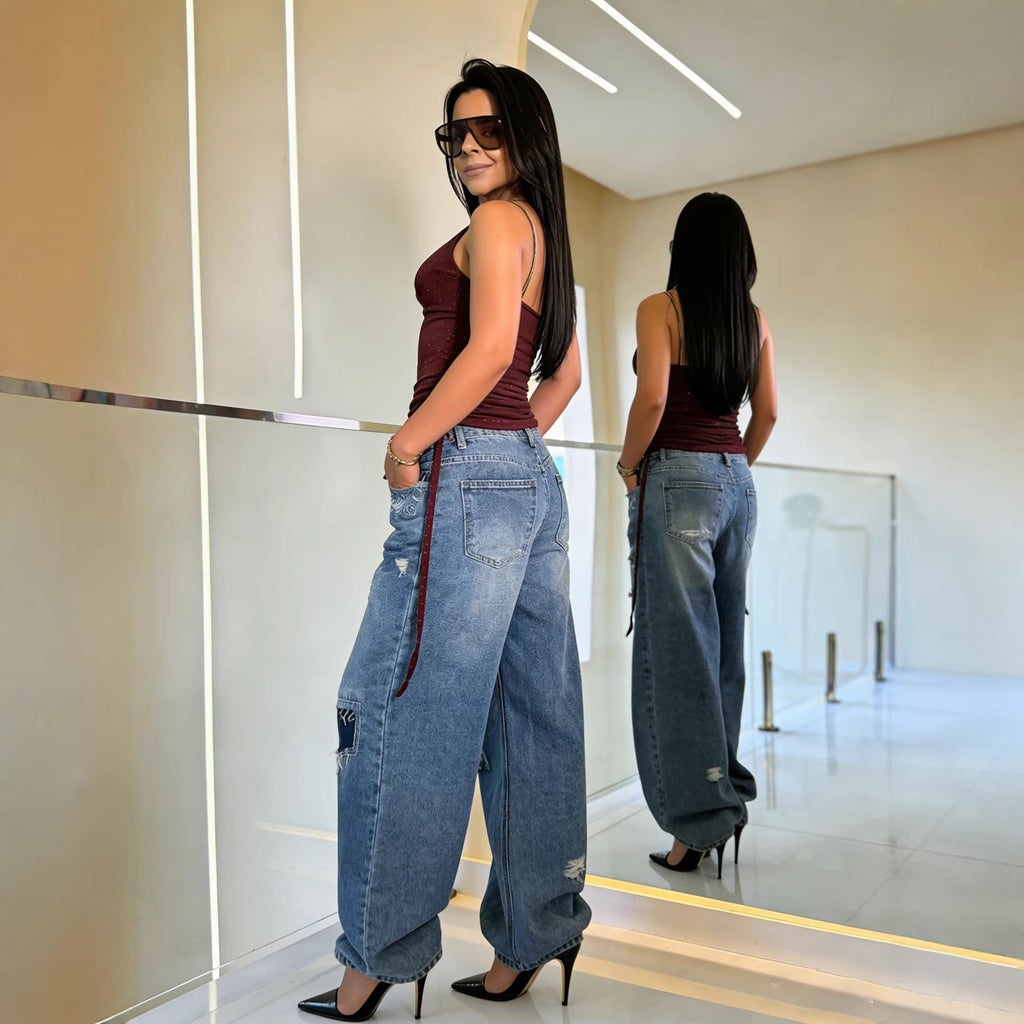 Street Style Patched Distressed Washed Skinny Jeans
