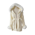 Loose hooded fur collar detachable fur long sleeved jacket for women