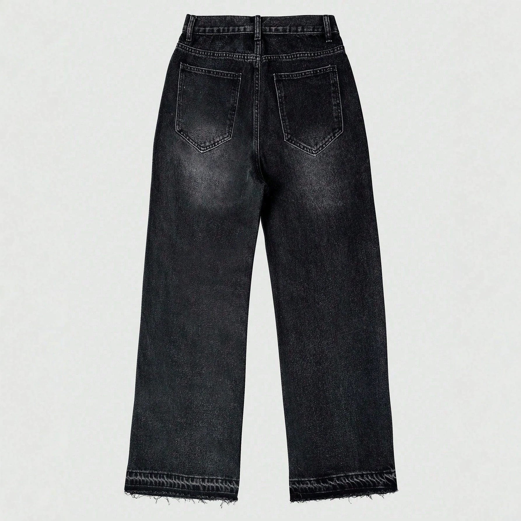 Cotton Casual Pants Men Summer Vintage Washed Denim Jeans Fashion Retro Design Black Relaxed Fit Pants