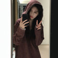 striped hoodie for women, loose fit, vintage thin long sleeve T-shirt