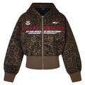 Retro leopard print waist cinched hooded cardigan