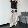 Fashion Leopard Print Patchwork Jeans for Women and Men, Summer New Arrival, High-End Design Wide Leg Knife Cut Casual Pants