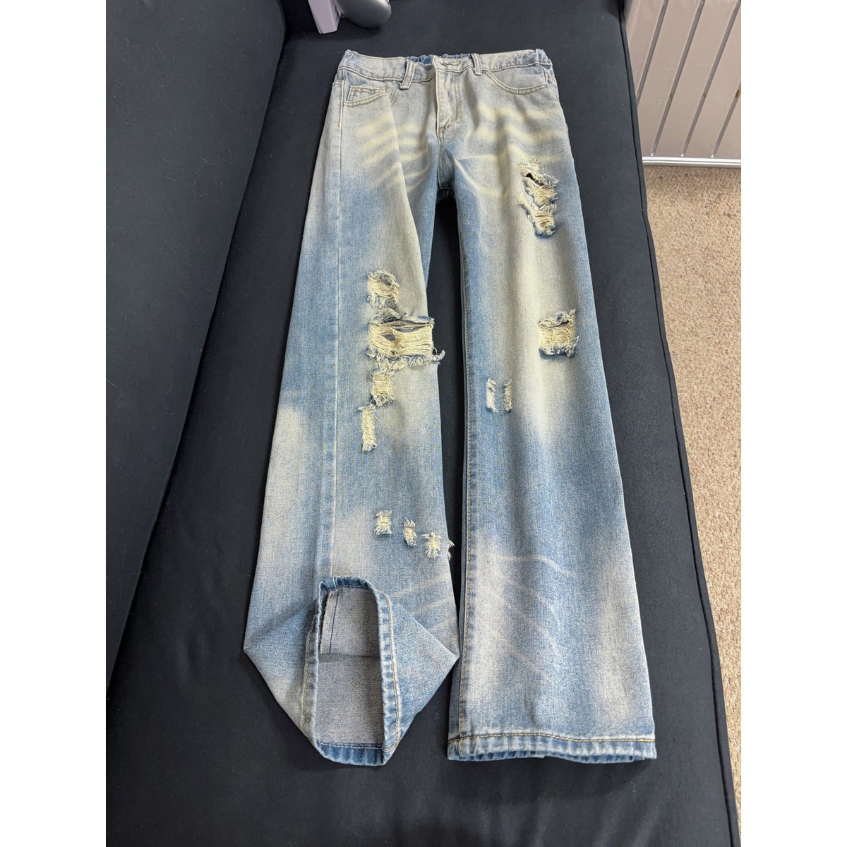 Distressed Denim Pants Men's Casual Trendy Straight Leg Pants