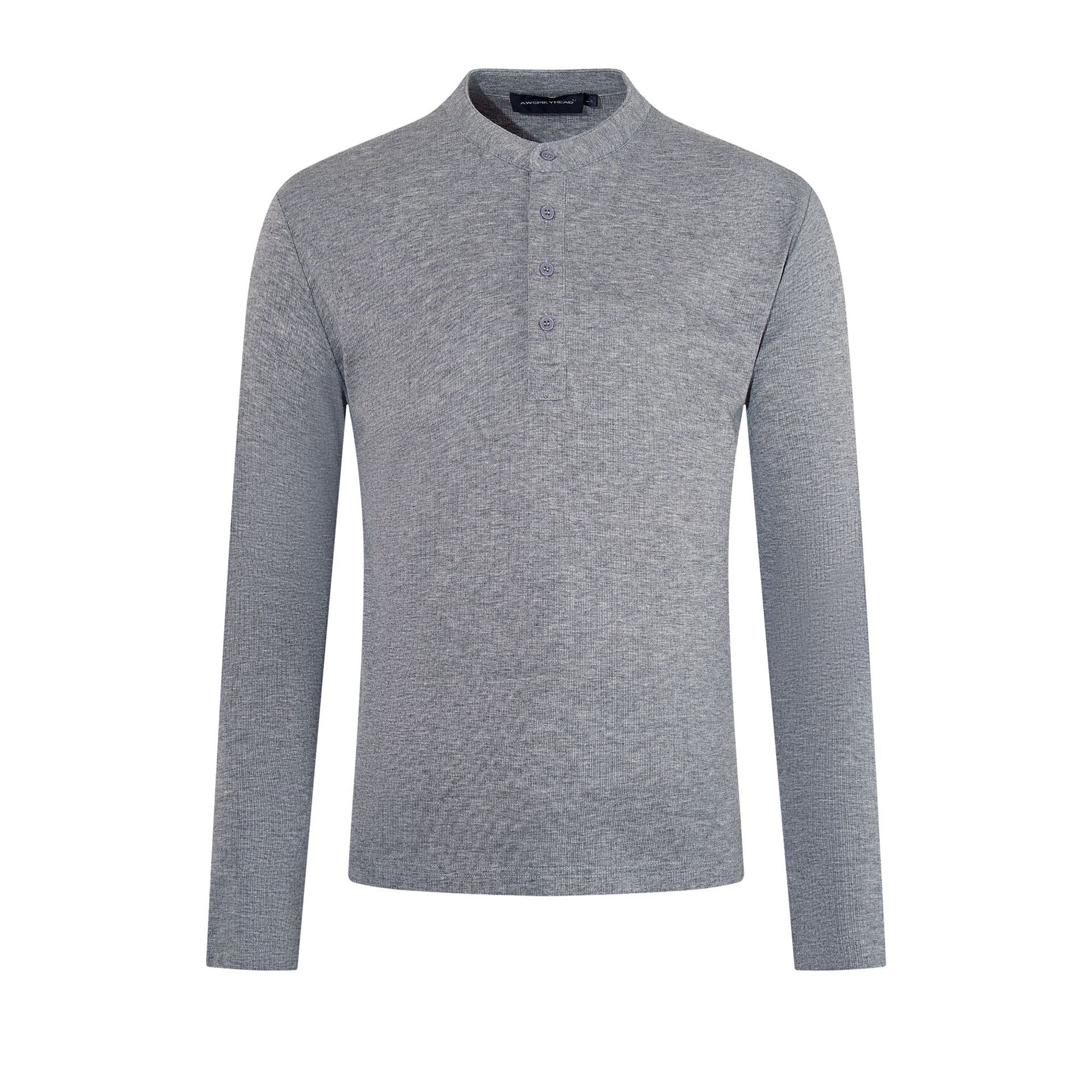 Solid color slim fit base shirt long sleeved shirt