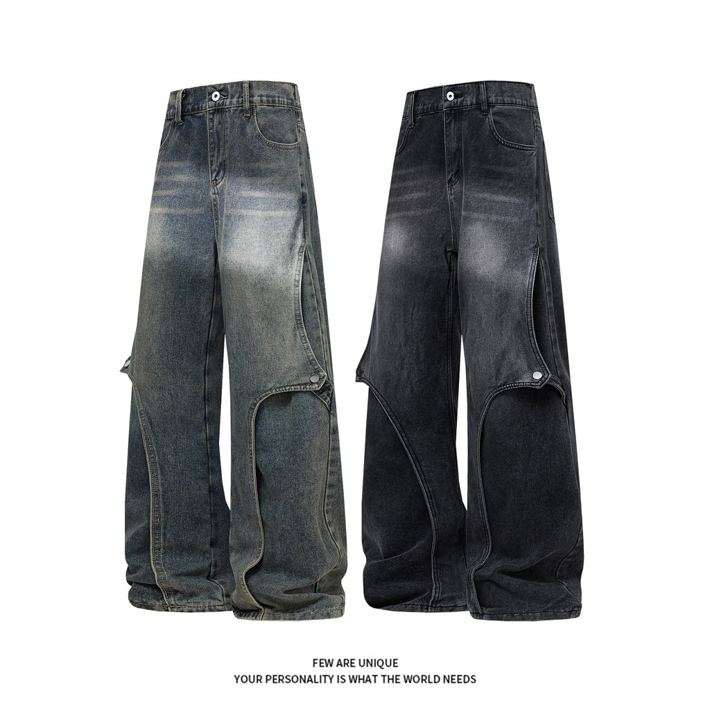 Street Style Washed Gradient Denim Pants