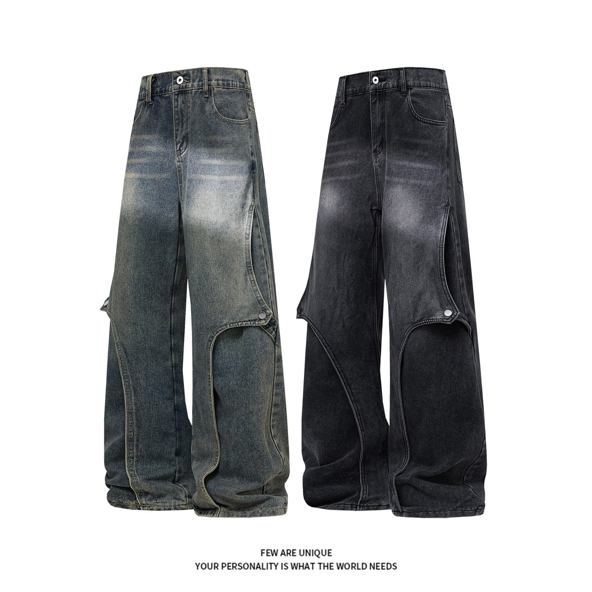 Street Style Washed Gradient Denim Pants
