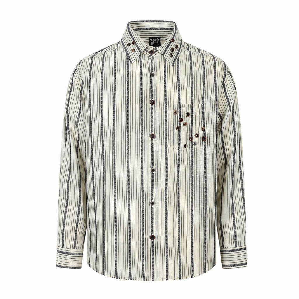 Casual Loose Stripe Long Sleeve Shirt with Irregular Buttons