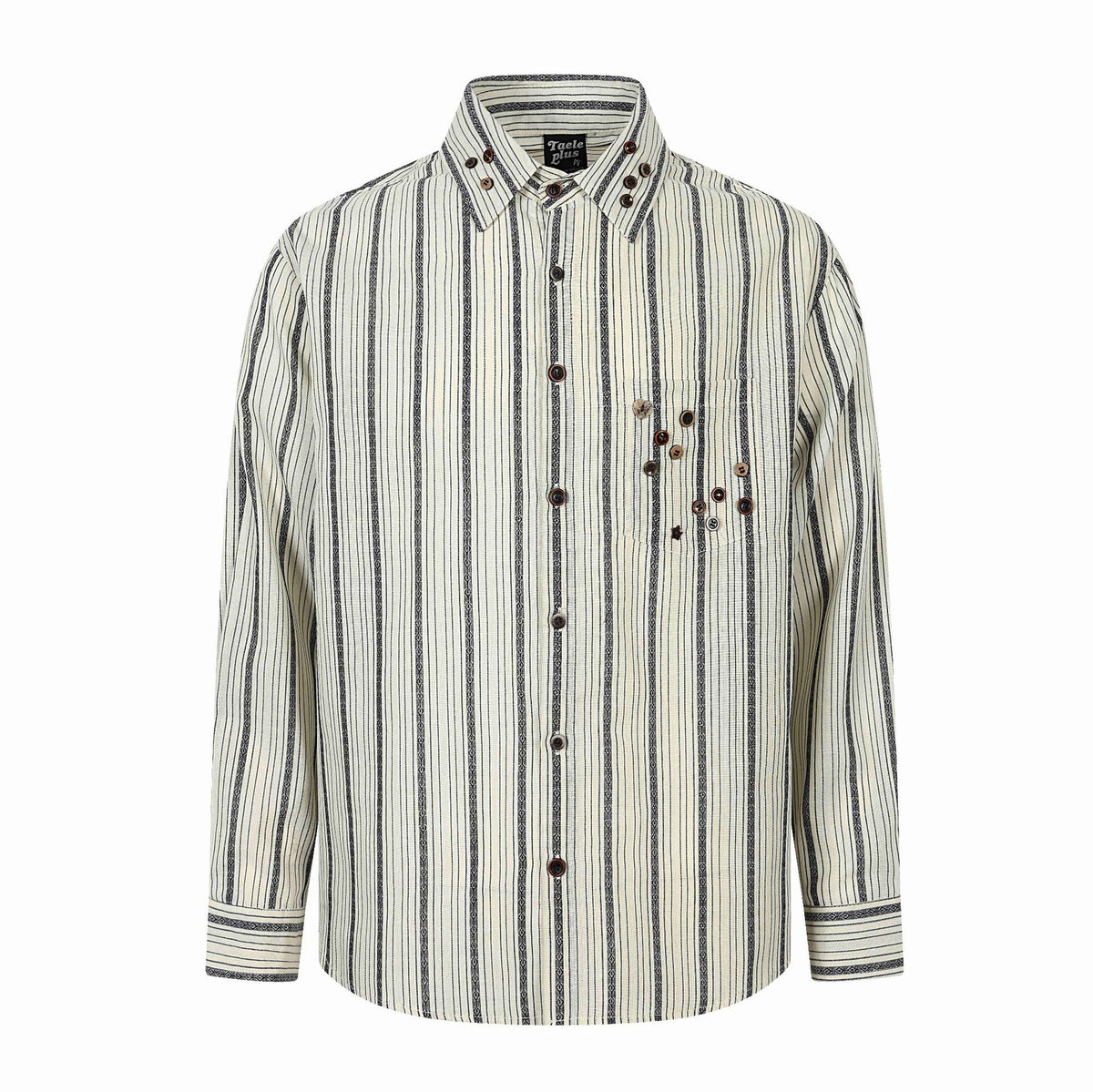Casual Loose Stripe Long Sleeve Shirt with Irregular Buttons