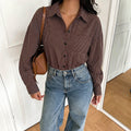 Collar striped long sleeved shirt patchwork jumpsuit