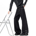 Style Buckle Denim Pants Men Spring Autumn New Retro Design Flared Trendy Cleanfit Long Trousers
