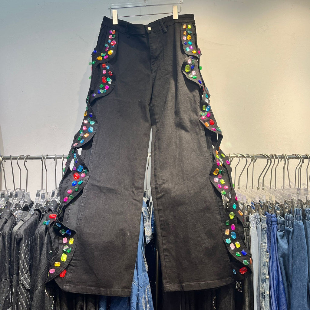 Collar short sleeved shirt and straight leg pants