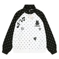 Cute rabbit note color blocked star hoodie jacket