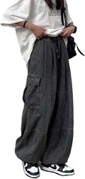 Trendy Denim Pants for Women Summer Loose Fit Distressed Wide Leg Slimming Long Pants