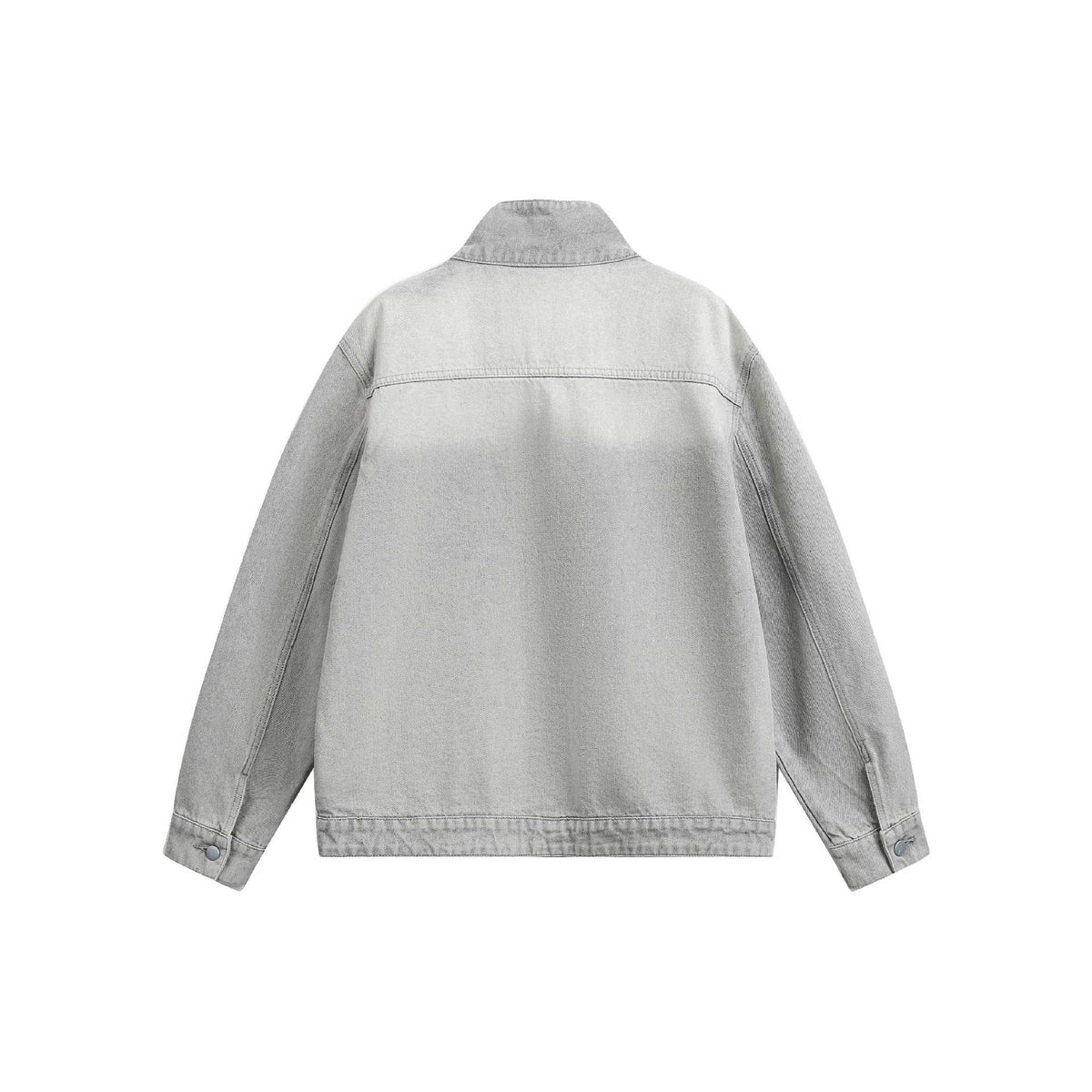Vintage Irregular Asymmetrical Placket Stand Collar Denim Jacket for Men