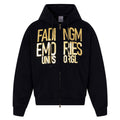 Charcoal ash short zipper hooded sweatshirt jacket